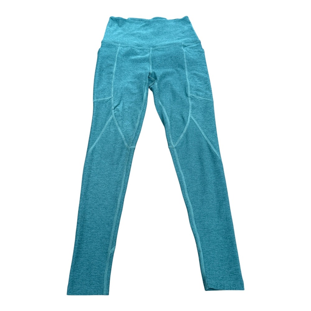 Beyond Yoga Leggings Women Small Teal Heathered High Waisted Pockets Spacedye